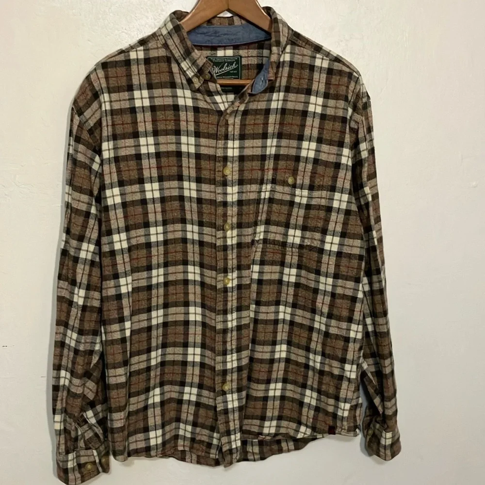 Woolrich 100% cotton mid weight plaid flannel shirt men’s M - Picture 1 of 4
